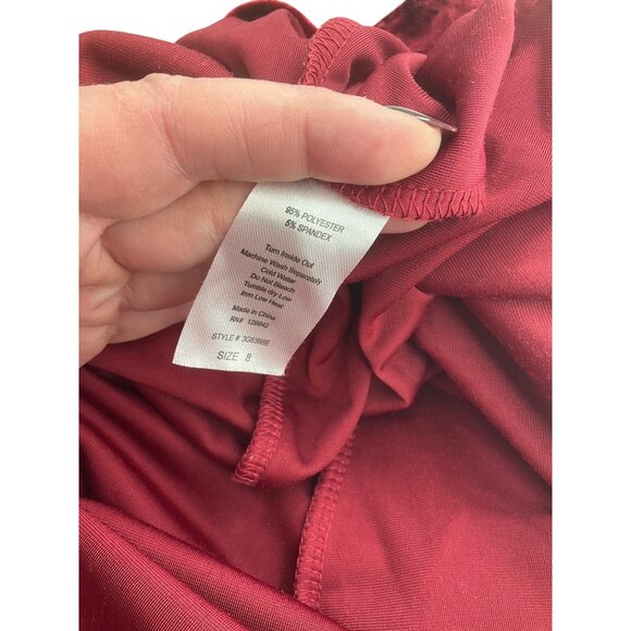 Girls Red crushed Velvet Smocked Long Sleeve Dress 8 holiday Christmas flowy - Picture 6 of 7